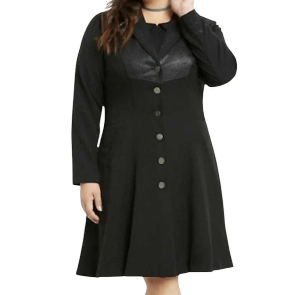 NWT Torrid Harry Potter Deathly Hallows Hooded Trench Coat Black, Size 6